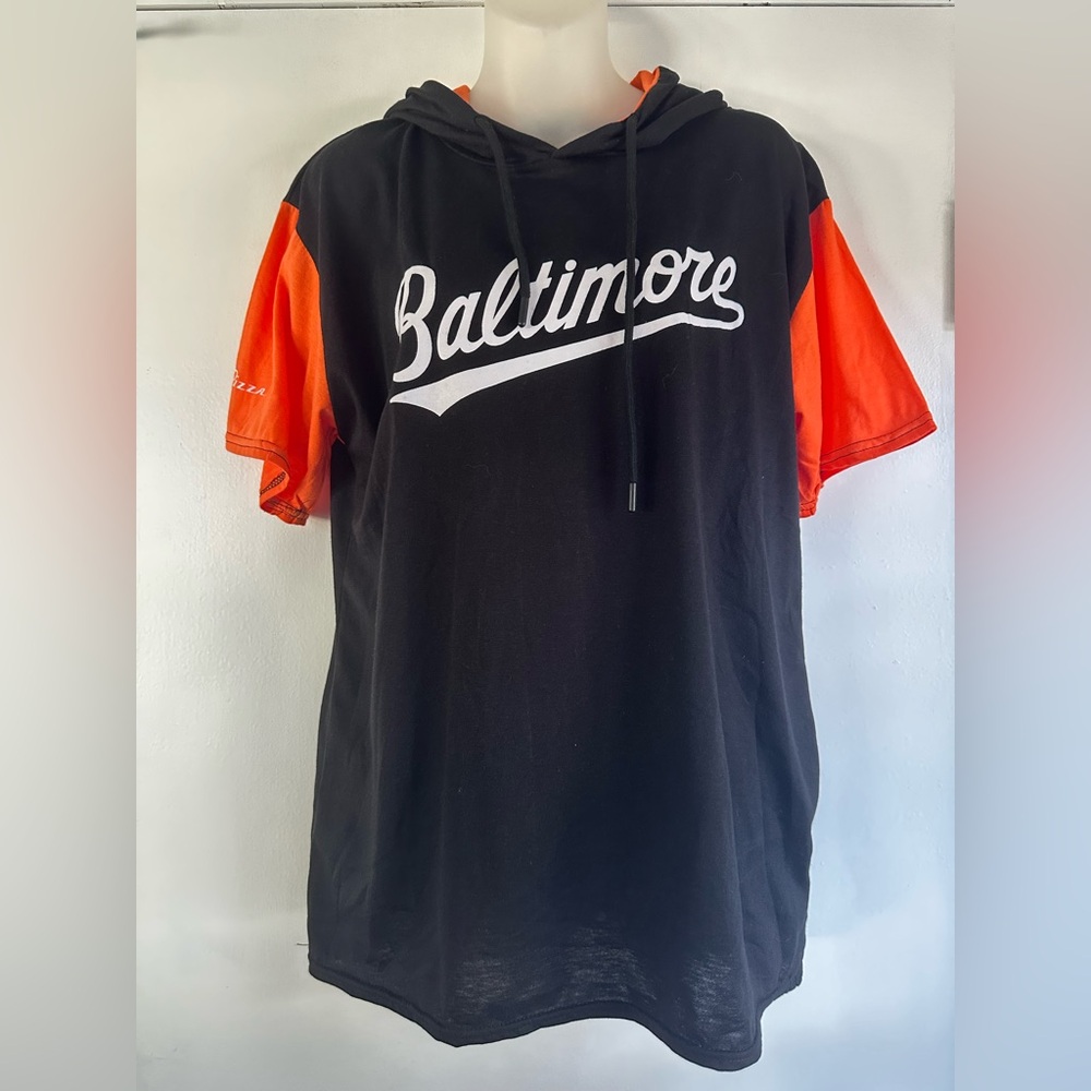 Baltimore Black and Orange Short Sleeve Hoodie Tee